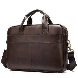New Designer Vintage Luxury Genuine Leather Zipper High Quality Large Capacity 15.6 Inch Men’s Business Laptop Bag Briefcase