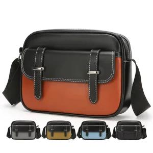 New England Men’s Vintage PU Leather Business Briefcase Adjustable Strap Zipper Work Shoulder Bag Sling Bag