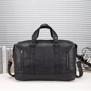 New European American Retro style Mens PU Travel Bag 20 35L Wear resistant Duffel Gym Luggage for Business Casual Leisure