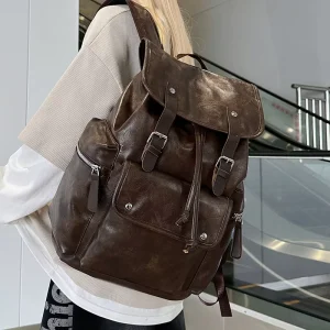 New Fashion Breathable Polyester Lining PU Commuter Travel Backpack Men’s and Women’s Casual Handbag Student Schoolbag