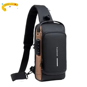 New Fashion Custom Anti Theft Nylon Men’s Chest Bags with USB Cross Body Sling Chest Bag for Men