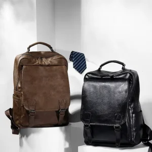 New Fashion Luxury Leather Backpack Bag for Man Large Travel Backpack Laptop Bags England Preppy Style Men School Bags
