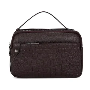 New Fashion Men’s Handbag PU Leather Large Capacity Business Leisure Trendy Bag Multi Pocket High Quality Men’s Handbag