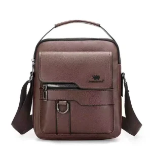 New Fashion Men’s Minimalist with Adjustable Strap Lightweight Business Shoulder Bag PU Leather Sling Bag