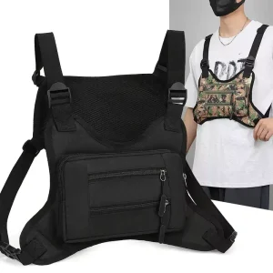 New Fashion Men’s Sports Chest Bag Large-Capacity Waterproof Nylon with Zipper Closure Multifunctional and Portable