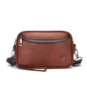New Fashion PU Business Men’s Crossbody Bag with Letter Pattern Durable Waterproof