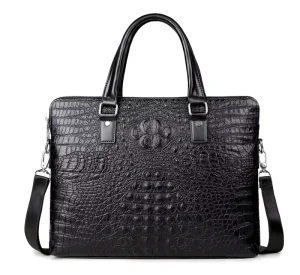 New Fashion PU Crocodile Pattern Men’s Hand Bags Waterproof Laptop Bag Large Capacity Business Briefcases Single Crossbody Bag