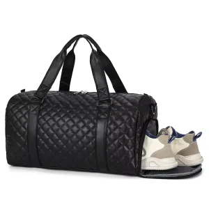 New Fashion PU Waterproof Travel Duffel Bag Men’s Sports Leisure Women’s Portable Yoga Fitness Letter Pattern Zipper