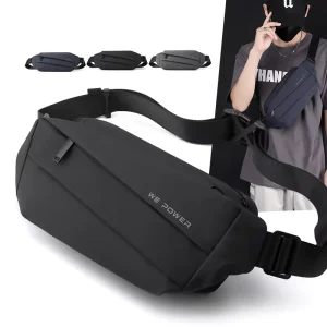 New Fashion PU Waterproof Zipper Small Chest Bag Portable Sport Fanny Sling Outdoor Large Capacity Shoulder Bag For Men