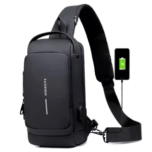 New Fashion Waterproof Chest Bag USB Men Crossbody Sling Bag Men Crossbody Bag for Men