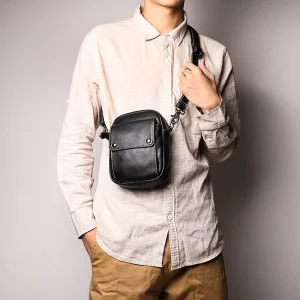 New Genuine Leather Men’s Bag Simple Men’s Shoulder Bag Large Capacity Oil Leather Bag