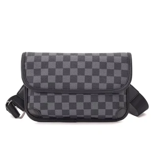 New Grid Fashion Bag Men’s Diagonal Cross Bag Men’s Bag Multifunctional Bag Chest Bag Single Shoulder Diagonal Cross Bag