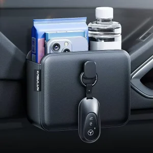 New High end Multi Functional Car Storage Bag With Card Holder and Phone Organizer Modern Leather Hanging Side Storage Bag