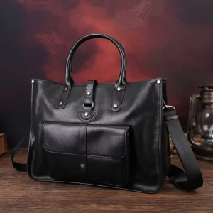 New Large Capacity Genuine Leather Men’s Tote Bag Business Travel Luxury Shoulder & Crossbody Bag