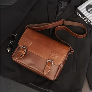 New Lightweight Crossbody Shoulder Bag Trendy Men’s Bag Casual Leather Messenger Bag