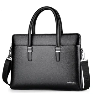 New Men’s Briefcase PU Leather Minimalist Handbag for Men 14 Inch Computer Business Crossbody Bag
