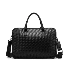 New Men’s Casual Single Room Korean Style Briefcase Soft Waterproof Handheld Woven Bag Horizontal Business Crossbody