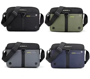 New Men’s Casual Single Shoulder Crossbody Bag, Polyester, Portable, Trendy, Fashionable, Large Capacity, Multi Functional Zipper