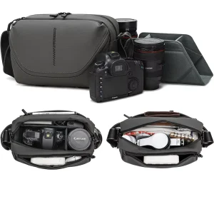 New Men’s Fashion Camera Sling Bag with 1 Camera and 2 Lenses Inner Compartment for Outdoor Leisure Photography Digital Bag