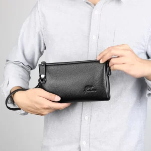 New Men’s Genuine Leather Clutch Retro Casual Soft Leather Durable Pouch Bag