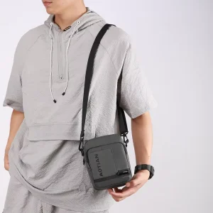 New Men’s Genuine Leather Logo Durable Simple Trendy Shoulder Crossbody Handbag