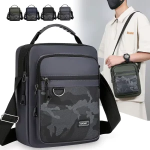 New Men’s Multi functional Shoulder Bag Large Capacity Wear resistant Crossbody Bag Fashion Waterproof Phone Messenger Bag