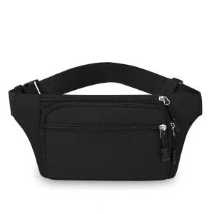 New Men’s Pu Large Capacity Waistbag with Zipper Closure for Construction Site Business & Sports Use Leisure Travel