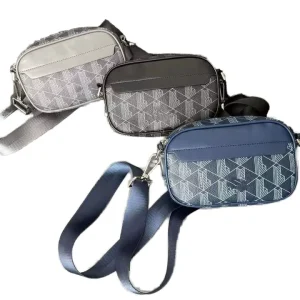 New Men’s Retro Camera Bag Vintage Sling Style Genuine Leather PU Adjustable Strap Zipper Closure Stylish Portable Logo