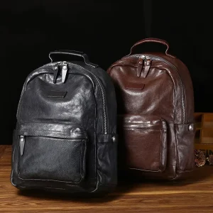 New Men’s Retro Leather Bag Youth Fashion Travel Backpack Business Backpack