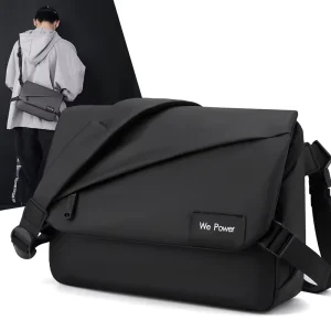New Men’s Urban Simplicity Crossbody Bag Fashionable One-shoulder PU Logo Large Capacity Water-repellent Messenger Business