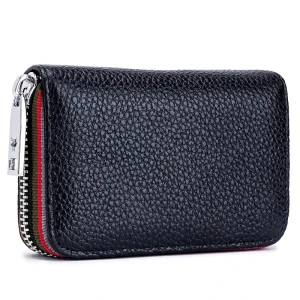 New Multicolor Practical Card Bag RFID Women’s Leather Small Card Bag Change Wallet Men’s Card Case Zipper Purse Wallet