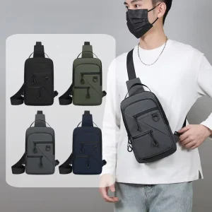 New PU Leather Men’s Chest Bag Cross Border Business Tote Shoulder Bag Large Capacity Outing Storage Crossbody Bag