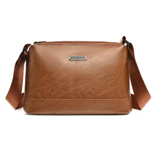 New PU Leather Men’s Crossbody Bag Daily Versatile Fashion Bag Large Capacity Casual Simple Multi layer Shoulder Bag