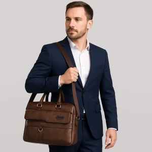 New PU Leather Men’s Handbag Large Capacity Computer Business Bag One Shoulder Crossbody Briefcase for Men