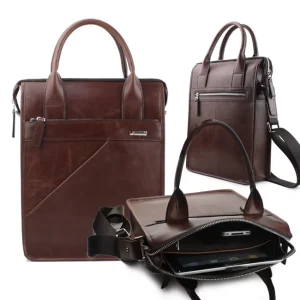 New Products Genuine Leather Laptop Bag for Men Large-capacity Briefcase with USB Charging Port Office & Business Use