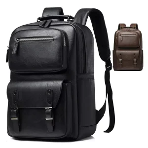 New Simple Design High Quality Waterproof PU Leather Backpack Men’s Travel Business Computer Laptop Backpack