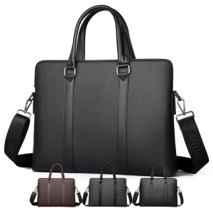 New Simple Moderate Design PU Leather Men Business Handbag 14 Inches Laptop Bag Suitcase for Businessmen