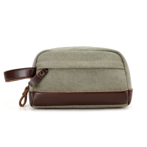 New Style Men’s Canvas Bag Handbag Casual Fashion Clutch Bag Spliced Leather Canvas Small Bag