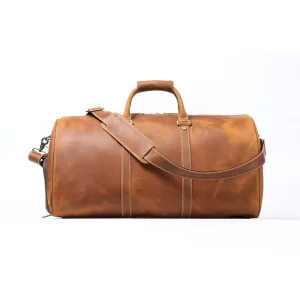 New Style Men’s Genuine Leather Travel Bag Top grain Leather Large Capacity Crazy Horse Leather Duffel Bag for Women and Men