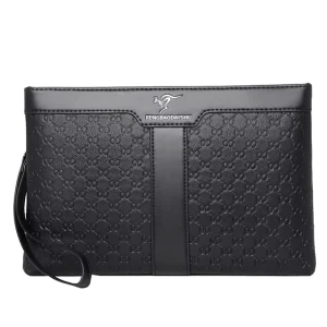 New Style PU Leather Men’s Clutch Bag Fashion Casual Large capacity Business Plaid Trendy Underarm Envelope Bag Zipper