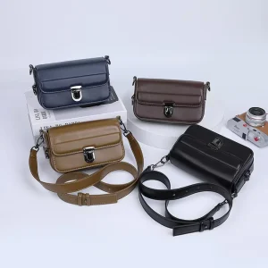 New Style Trendy Small Square Men’s Crossbody Shoulder Messenger Bag Korean Version Retro Versatile PU Polyester Waterproof