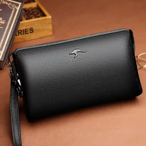 New Style Vintage Men’s Clutch Bag Password Lock High Quality PU Leather Waterproof Mobile Phone Bag Business Casual Fashion