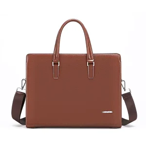New Trend High quality Vintage Men’s Business Hard Bag Lock Buckle Large Capacity Portable Briefcase Multi layer PU Leather Bag