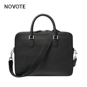 New Trendy Leather Laptop Bag Lychee Pattern Large Capacity for MacBook Pro 15.5 Slim Messenger Hard Bag Waterproof