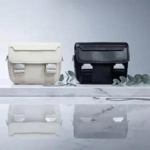 New Trendy Men’s Casual Plaid Small Backpack Leather Crossbody Bag Embroidery Logo Waterproof Flip Cover Square Design