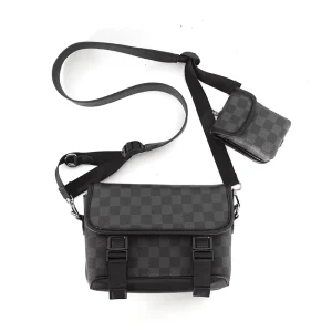 New Trendy Two in One Men’s Shoulder Crossbody Bag Fashionable PU Brand Satchel for Outdoor Street Use