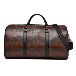 New Waterproof Large capacity Men’s Travel Bag Trendy Geometric Pattern PU Luggage Bag Business Trip Commuting Storage Zipper