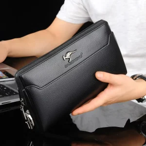 NewDesign Men’s PU Leather Clutch Bag Fashion Business Anti-Theft Zipper Waterproof Casual Bag Password Men Purse
