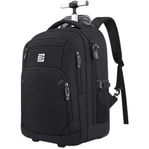 Notebook Backpack Men’s Backpack Large Capacity Travel Computer Bag Password Lock With Pull Rod and Pulley
