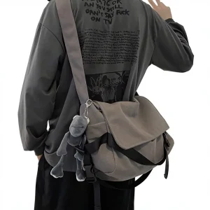 Nylon Crossbody Bag Men’s Large Capacity Envelope style Closure Japanese Style All Match Retro Backpack